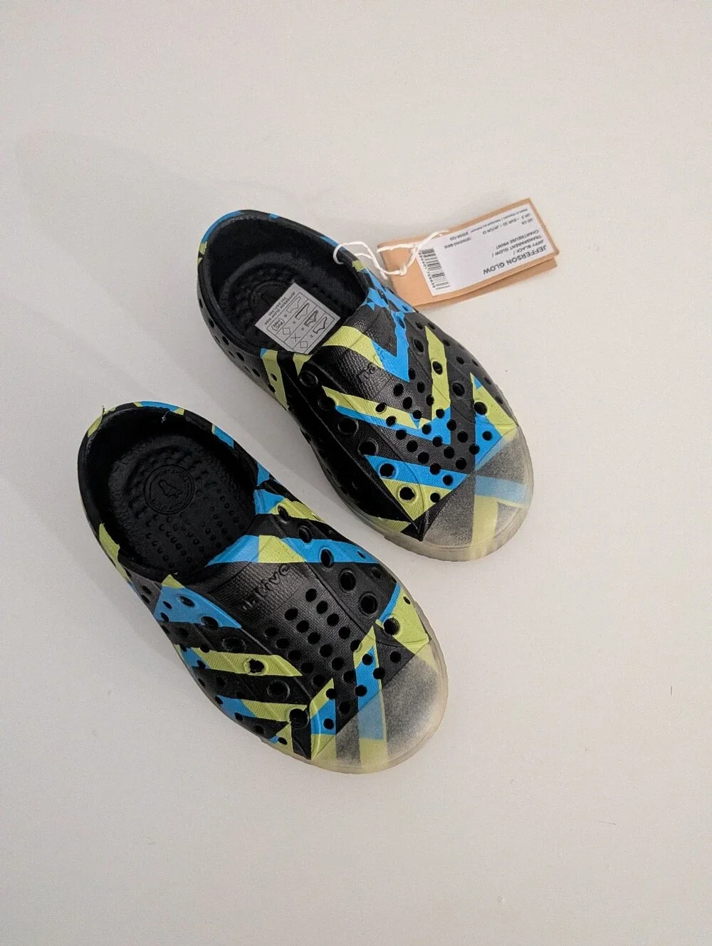 NWT Native Jefferson Glow In The Dark Toddler Water Shoes Slip On C6 EU 22 Chart